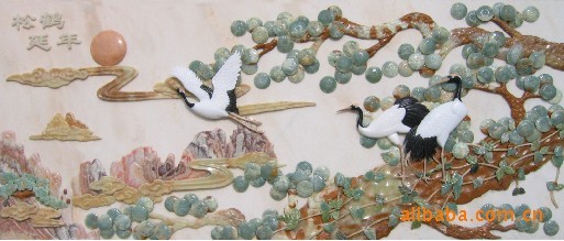 供应石雕拼画玉石、大理石彩色拼画工艺画