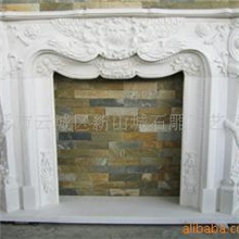 双层汉白玉雕花壁炉石雕工艺品L150cm