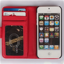 高档iphone5左右开插卡皮套苹果5代平纹皮套保护套外壳支架