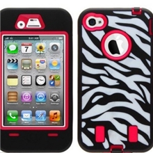 苹果4G斑马纹手机壳机器人手机保护套苹果配件iphone4G保护壳