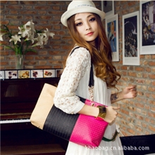 2012新款女包撞色韩版糖果色百魅链条编织潮包休闲单肩斜挎包