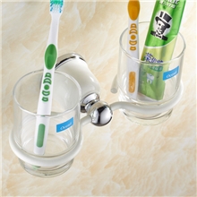 欧式烤白漆全铜牙刷杯架情侣双杯架漱口杯架牙刷架可搭皂液器