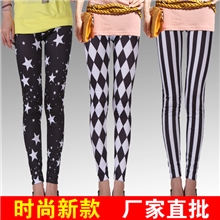 秋装新款印花九分裤打底裤批发薄款牛奶丝九分裤广州花裤子