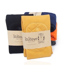 2013秋冬新款韩版纯棉加厚抓绒小猫刺绣膝盖补丁九分打底裤批发