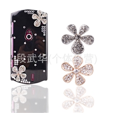 供应时尚饰品配件满钻五瓣花iphone手机壳贴钻美容diy材料批发