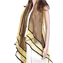 韩版新款围巾富贵大气欧根纱玫瑰图案围巾高档两用经典丝巾