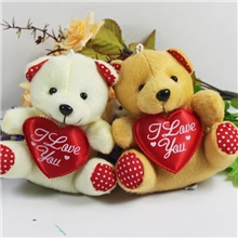 批发抱心熊花束卡通公仔11cm坐姿熊柔软毛绒玩具创意花束材料
