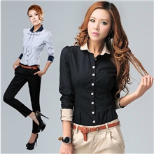 樵JIAO2013新款韩版修身收腰型女士大码拼接领口女式衬衫特价