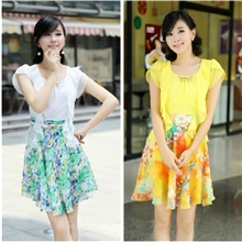 2013夏装新款碎花雪纺连衣裙荷叶边韩版甜美连衣裙四色五码243