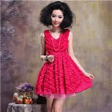 2013夏季女装一件代发女装新款甜美V领公主裙压折层层连衣裙