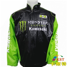 批发赛车服防水防风PU皮衣川崎魔鬼3爪赛车服工作服摩托车服