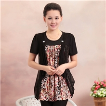 尹沐【厂家批发】2013新款中老年女装开衫假两件套中年妈妈装