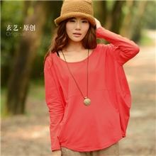 玄艺衣服批发品牌女装t恤大码女式t恤时尚长袖t恤女原创韩国棉t