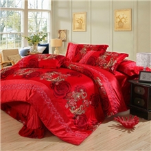 批发南通印花超柔短毛绒婚庆加厚珊瑚绒床上用品四件套招代理