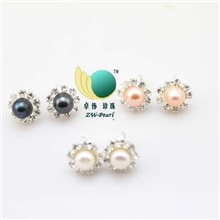 推荐卓伟珍珠淡水珍珠饰品九钻耳夹耳环耳坠批发珍珠耳环131201