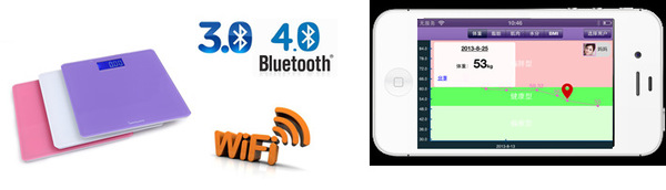 批发无线蓝牙2.0/4.0以及wifi智能健康秤兼容IOS及Andriod手机