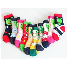 冬季加厚毛圈款款精梳棉男女宝宝毛巾袜青蛙卡通图案儿童无骨袜