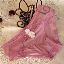 外贸原单娜圣莎女士甜美性感珠光色蕾丝拼接底裆纯棉三角内裤