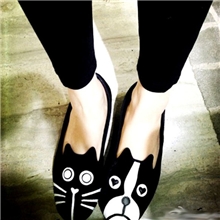 2013欧美爆款猫狗单鞋时尚杂志款街拍女鞋绒面休闲平底鞋批发厂家