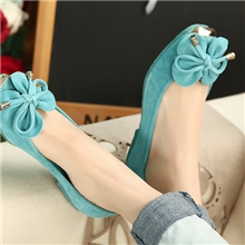 336-12013女鞋平底鞋花朵女蝴蝶结真皮平跟单鞋女韩版