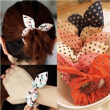 韩国可爱迷你小小圆点小兔耳朵发饰发圈发绳发带头花2元店