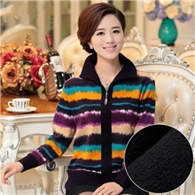 13秋冬装新款加绒大码女装中老年外套妈妈装外套加厚开衫女