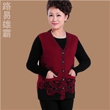 中老年羊毛马甲秋冬装背心女大码中年女装外套妈妈春秋羊绒马夹