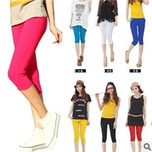 糖果色七分裤高腰小脚显瘦女士款义乌夏季打底裤七分裤批发