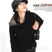 热卖宽松长款甜美可爱学生装秋冬女装韩版豹纹帽卫衣