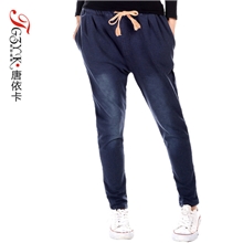 大厂直供2013秋冬新款原创品牌百搭休闲森女针织牛仔小脚裤6019