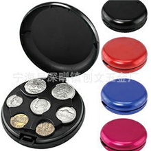 厂家直销圆形铝制硬币盒、欧元硬币盒、美元硬币盒、防摔钱包