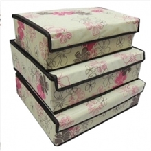 F3041紫荆花有盖内衣盒三件套收纳盒三件套