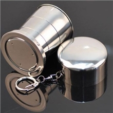 【工厂直供可定做logo】便携三层式不锈钢伸缩杯折叠杯A048