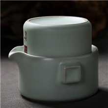 德化汝窑快客杯批发一壶一杯精品陶瓷旅行茶具易泡壶厂家代销