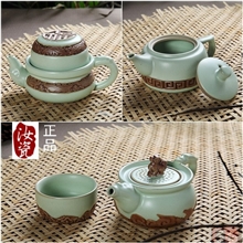 新款汝瓷快客杯一壶一杯旅行易泡壶便携式功夫礼盒茶具套装批发
