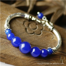 原创民族风首饰配饰苗银蓝玛瑙水晶手链批发个性小饰品礼物混批
