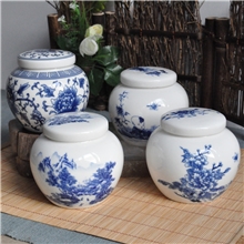 四喜多色可选德化陶瓷青花密封罐香粉罐小茶叶罐厂家批发