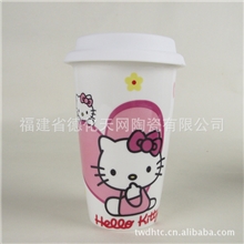 厂家批发KITTY猫图案星巴克马克杯精品陶瓷学生杯子电镀茶杯