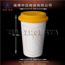 厂家专业生产带盖子强化瓷陶瓷杯杯硅胶盖陶瓷咖啡杯