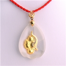 水晶吊坠水晶嵌金如意吊坠金镶玉厂家创意礼品1118特价批发