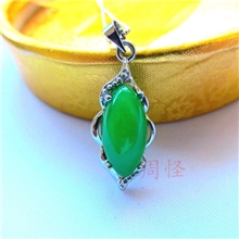 吊坠坠项链马来玉合金镶玉椭圆吊坠保色电镀马来玉吊坠