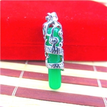 项坠项链马来玉合金镶玉龙柱吊坠保色电镀马来玉吊坠批发