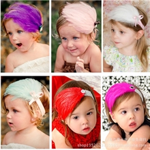 6款纯色羽毛发带厂家直销质量保证儿童发带头花儿童发饰