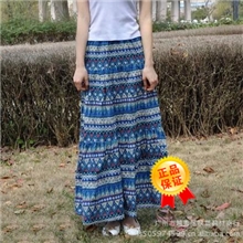 民族风-波浪花布料-棉麻几何图案印花布-波西米亚风格-服装面料