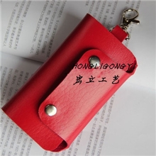 钥匙包批发促销礼品仿真皮钥匙包宏立红色钥匙包