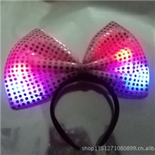 特价供应义乌亮片发光蝴蝶结女式发光蝴蝶结发箍圣诞蝴蝶结