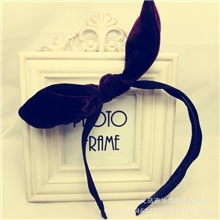 韩国正品韩版丝绒兔耳朵发箍3色入