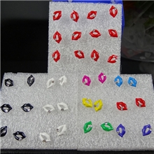 韩国饰品批发合金点钻精致可爱性感嘴唇耳钉义乌厂家满包邮