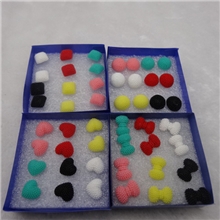 韩版流行塑料防过敏胶棒耳针草莓点点糖果色耳钉批发6对/盒价