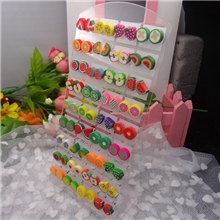 网络热销水果切片手工饰品软陶耳钉批发36对装特价满金额包邮